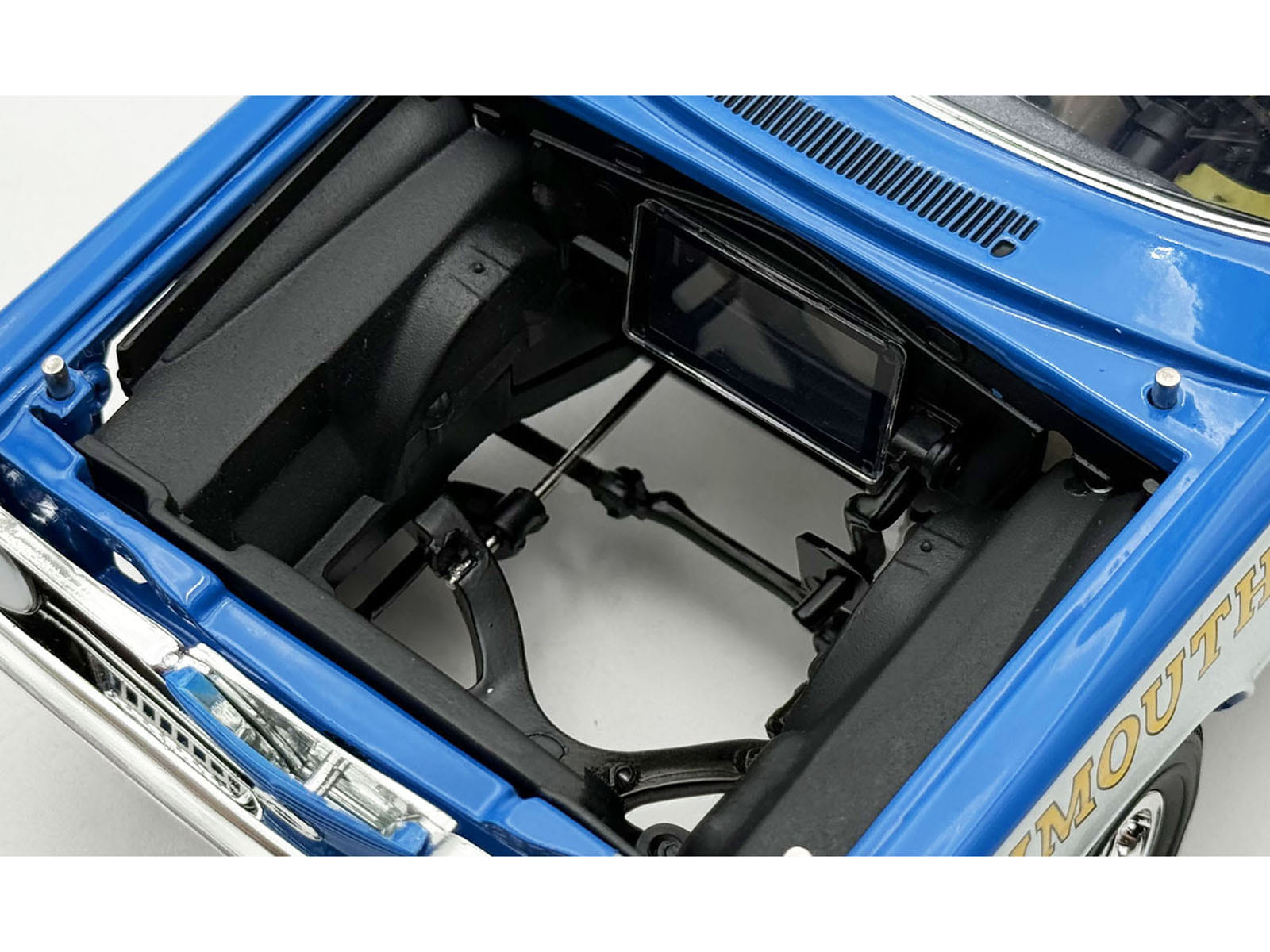 1966 Plymouth Barracuda "Hemi Hustler" Blue with White Stripes Limited Edition to 374 pieces Worldwide 1/18 Diecast Model Car by ACME - Image 2