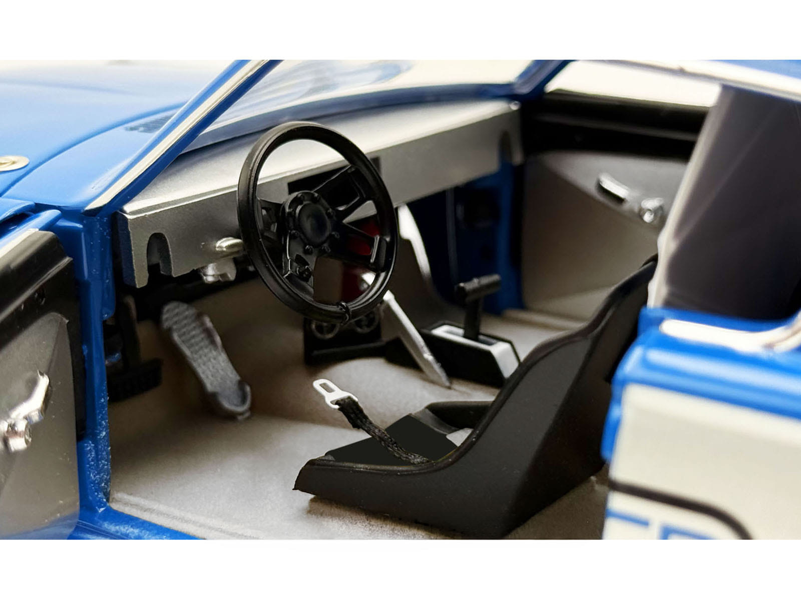 1966 Plymouth Barracuda "Hemi Hustler" Blue with White Stripes Limited Edition to 374 pieces Worldwide 1/18 Diecast Model Car by ACME - Image 3