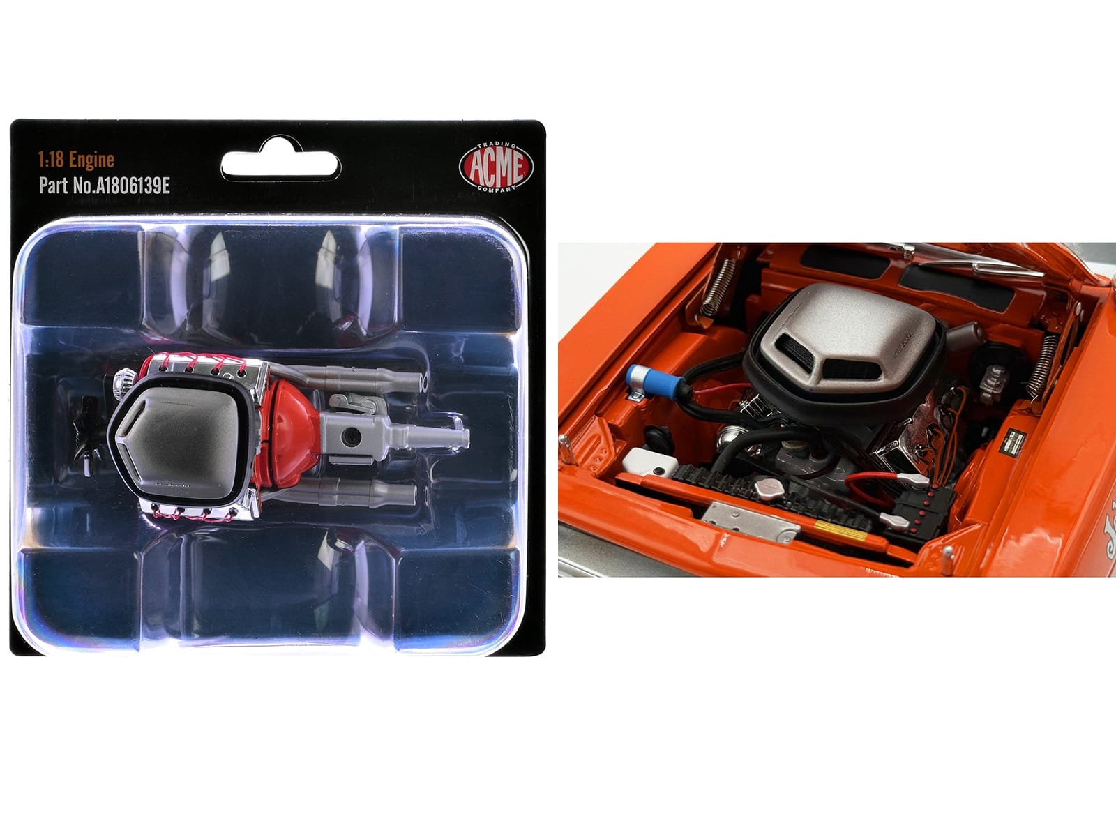 426 HEMI Engine and Transmission Replica from "1970 Plymouth HEMI Cuda" 1/18 Model by ACME