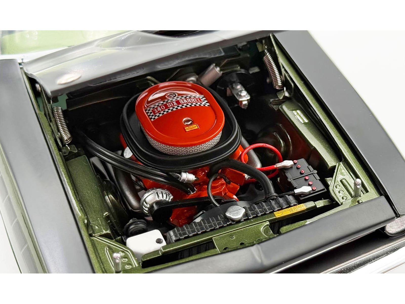 1970 Plymouth AAR Cuda Ivy Green Metallic with Black Stripes and Black Vinyl Top with Green Interior Limited Edition to 448 pieces Worldwide 1/18 Diecast Model Car by ACME - Image 2