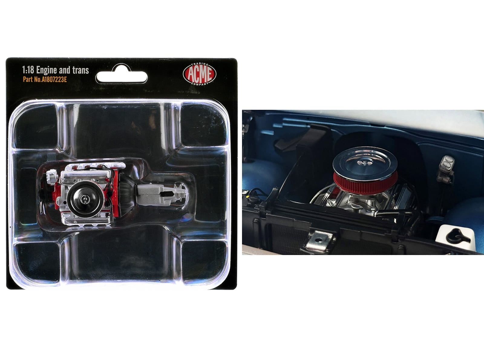 Small Block 350 Engine and Transmission Replica from "1967 Chevrolet K-10 Pickup Truck" 1/18 Model by ACME