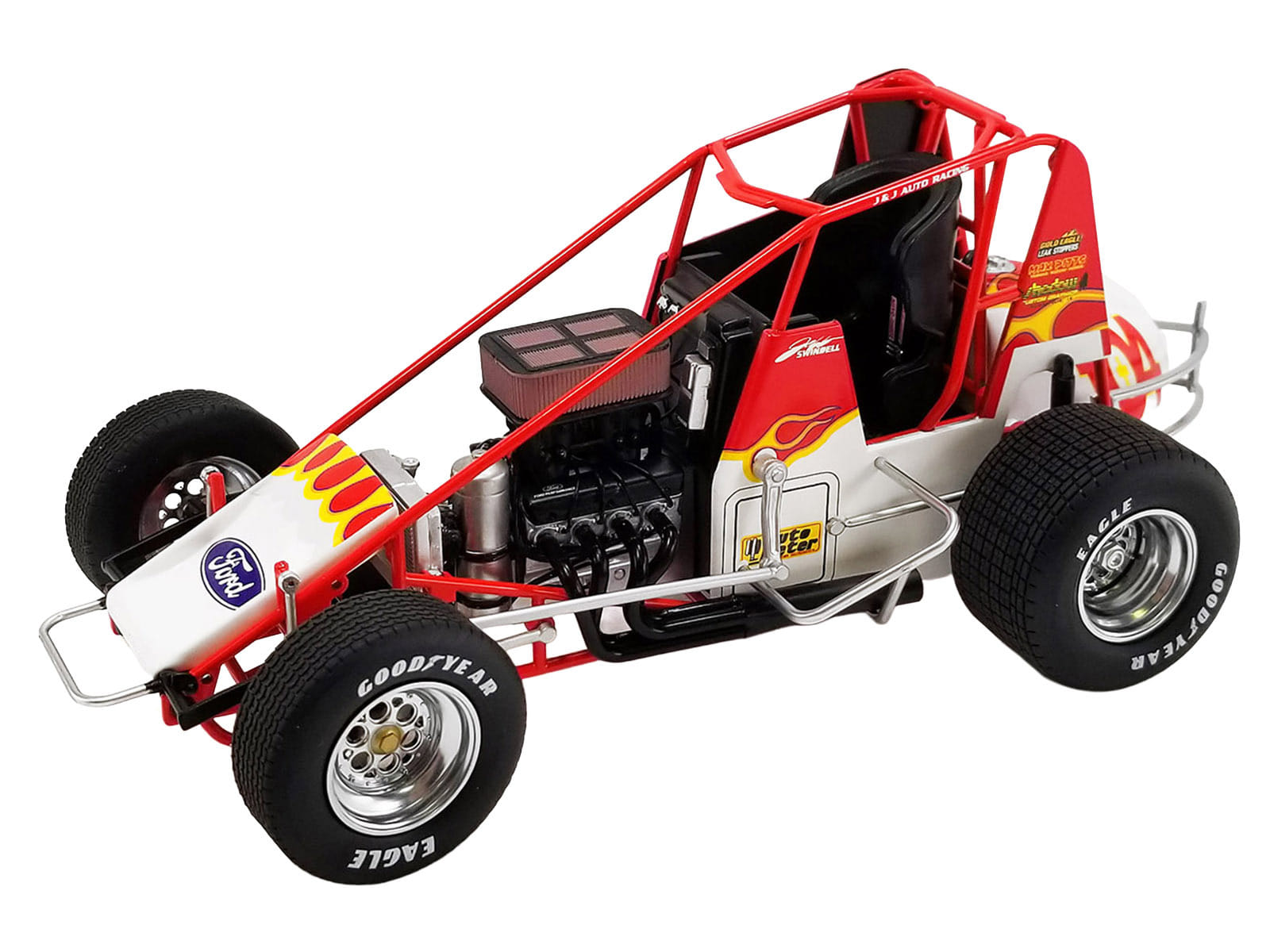 Winged Sprint Car #104+ Jeff Swindell "Octane Boost" Red with Graphics "National Sprint Car Hall of Fame" 1/18 Diecast Model Car by ACME - Image 2