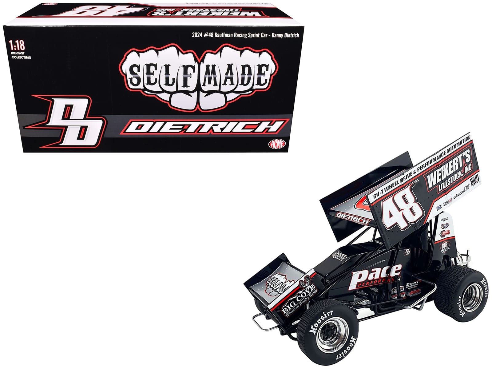 Winged Sprint Car #48 Danny Dietrich "Weikert's Livestock Inc." Gary Kauffman Racing (2024) 1/18 Diecast Model Car by ACME - Image 4
