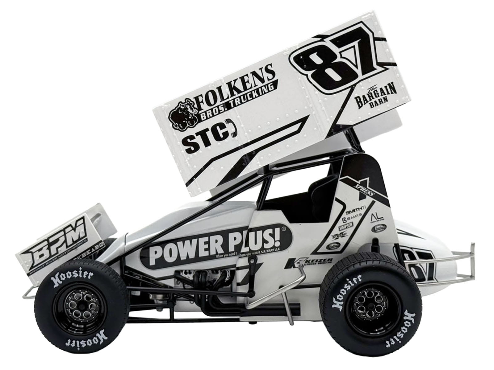 Winged Sprint Car #87 Aaron Reutzel "Power Plus" White (2026) 1/18 Diecast Model Car by ACME - Image 4