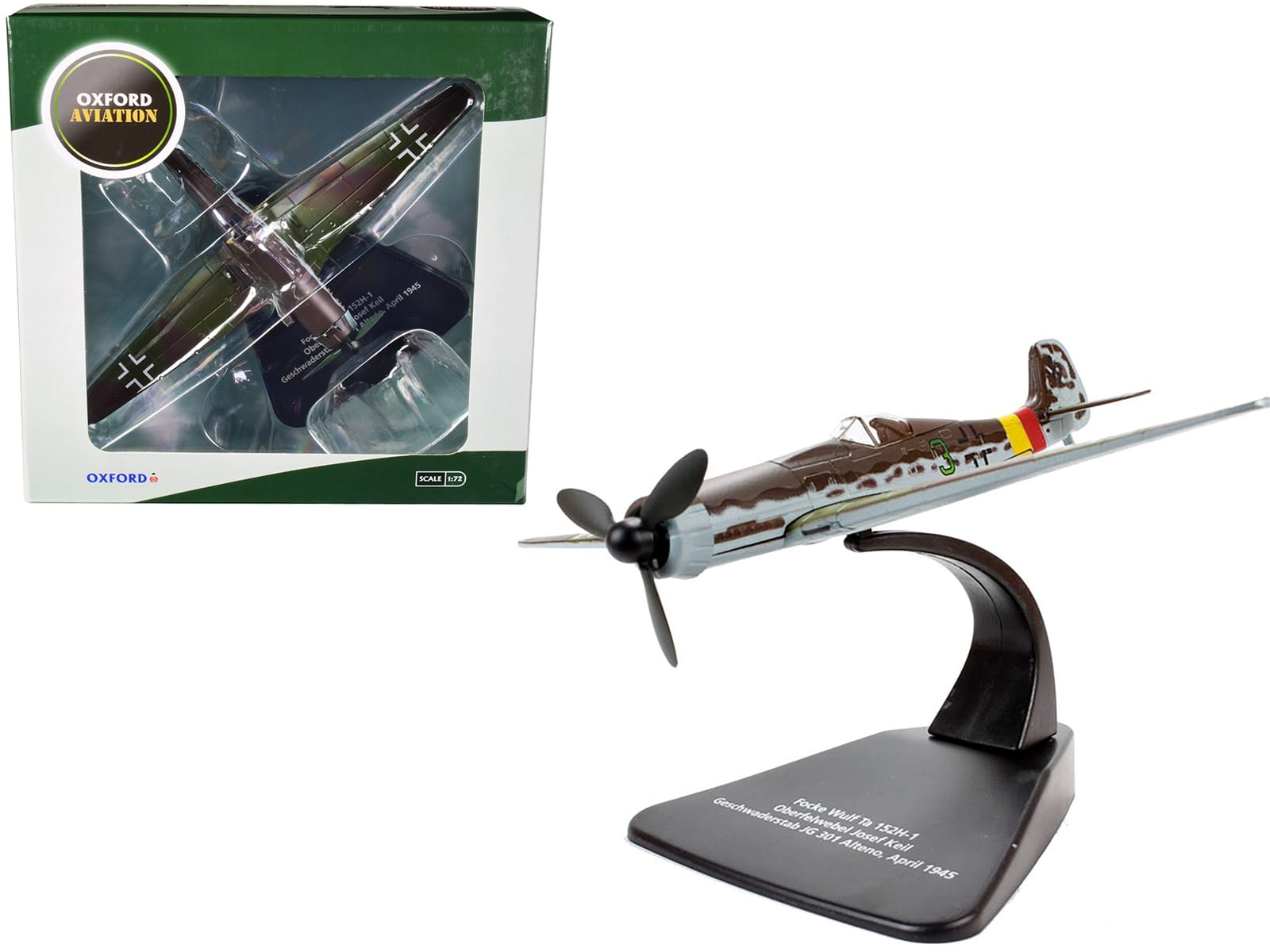 Focke-Wulf Ta 152 H-1 Fighter Plane Pilot: Oberfelwebel Josef Keil Geschwaderstab JG 301 Alteno April (1945) "Oxford Aviation" Series 1/72 Diecast Model Airplane by Oxford Diecast - Image 2