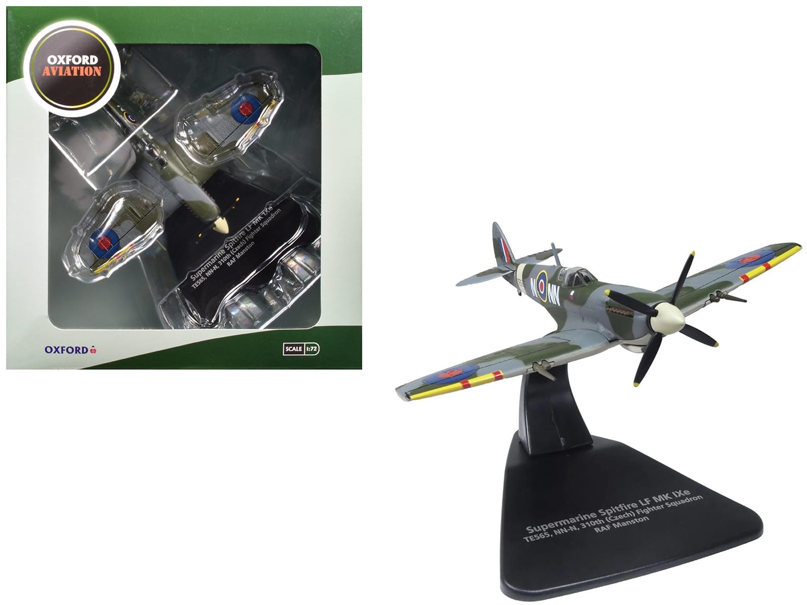Supermarine Spitfire LF MK IXe Fighter Aircraft "TE565 10th (Czech) Fighter Squadron RAF Manston" Royal Air Force 1/72 Diecast Model Airplane by Oxford Diecast