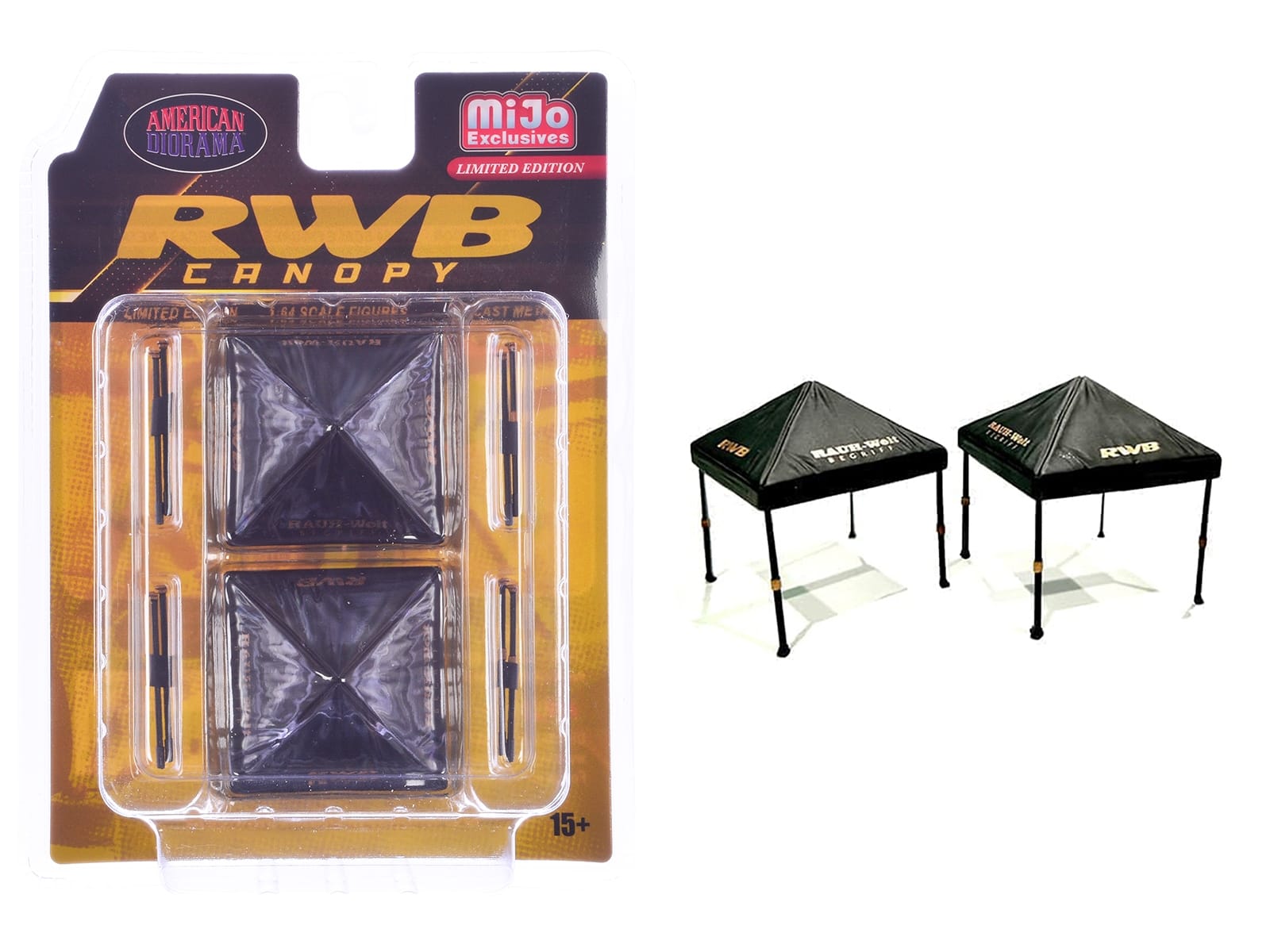"RWB (RAUH-Welt BEGRIFF)" Canopy 2 Piece Set Black Limited Edition for 1/64 Scale Models by American Diorama - Image 3