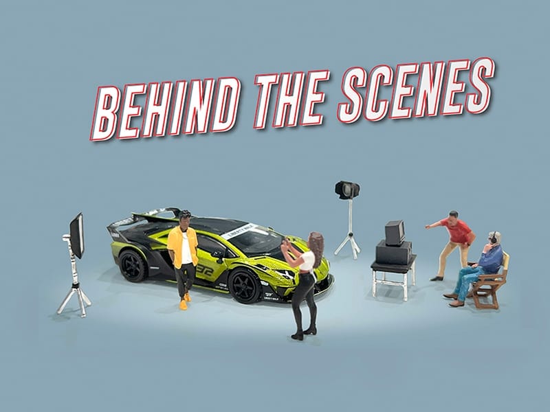 "Behind The Scenes" 7 piece (4 People 3 Accessories) Diecast Figures Set 1/64 Scale Models by American Diorama - Image 2