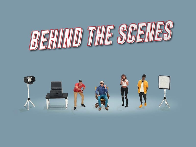 "Behind The Scenes" 7 piece (4 People 3 Accessories) Diecast Figures Set 1/64 Scale Models by American Diorama - Image 3