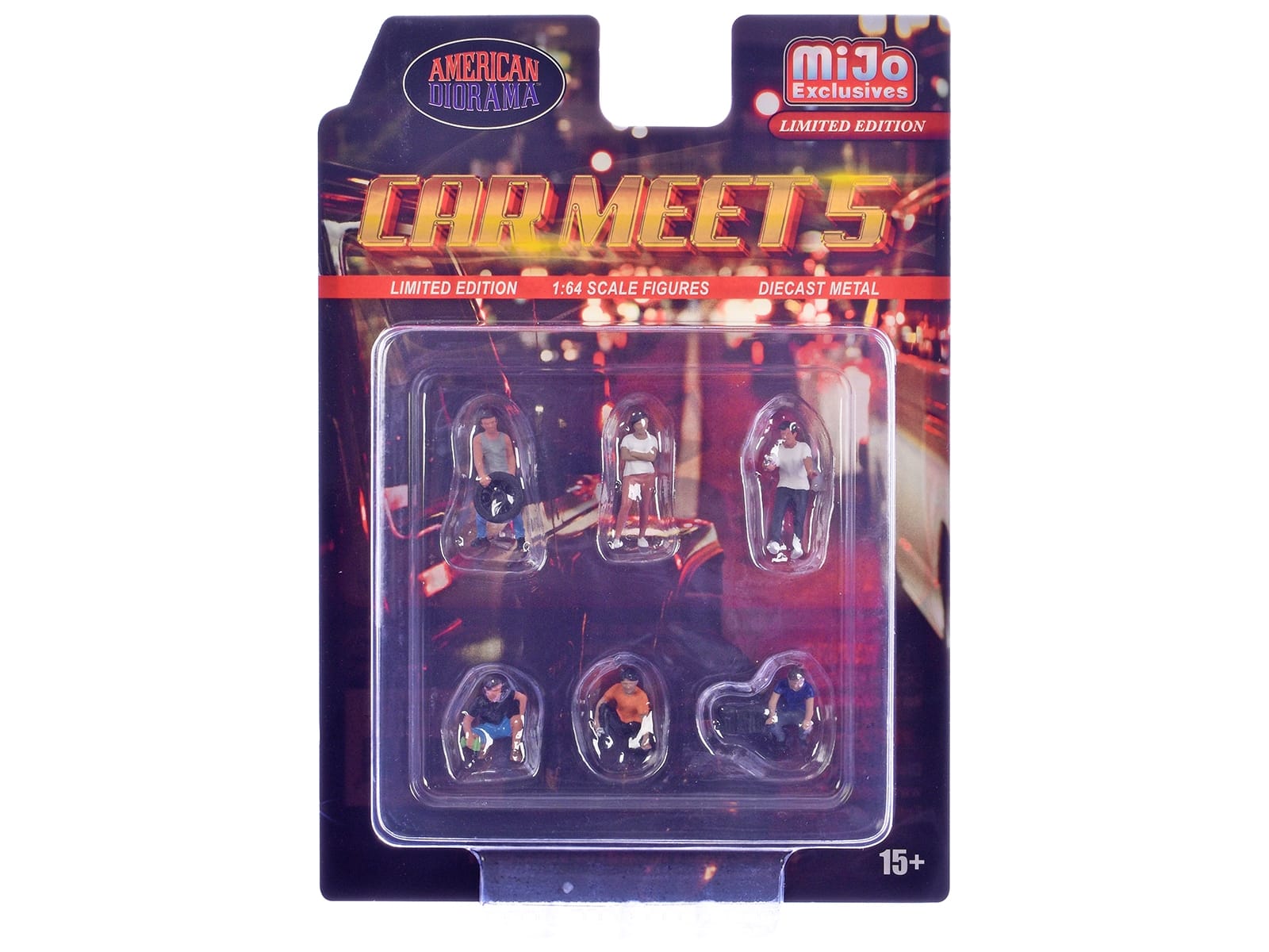 "Car Meet 5" 6 piece Diecast Figure Set Limited Edition for 1/64 Scale Models by American Diorama - Image 3