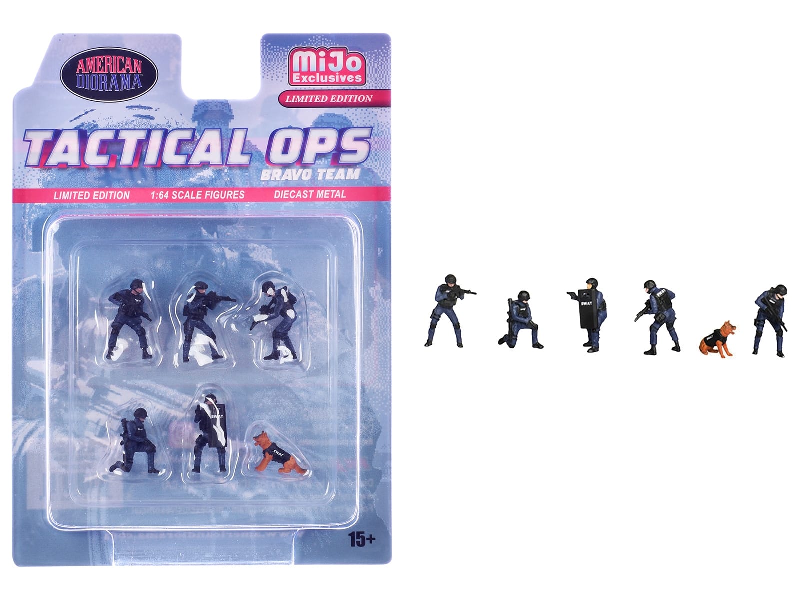 "Tactical Ops Bravo Team" 6 piece Diecast Figure Set (6 Figures) Limited Edition for 1/64 Scale Models by American Diorama
