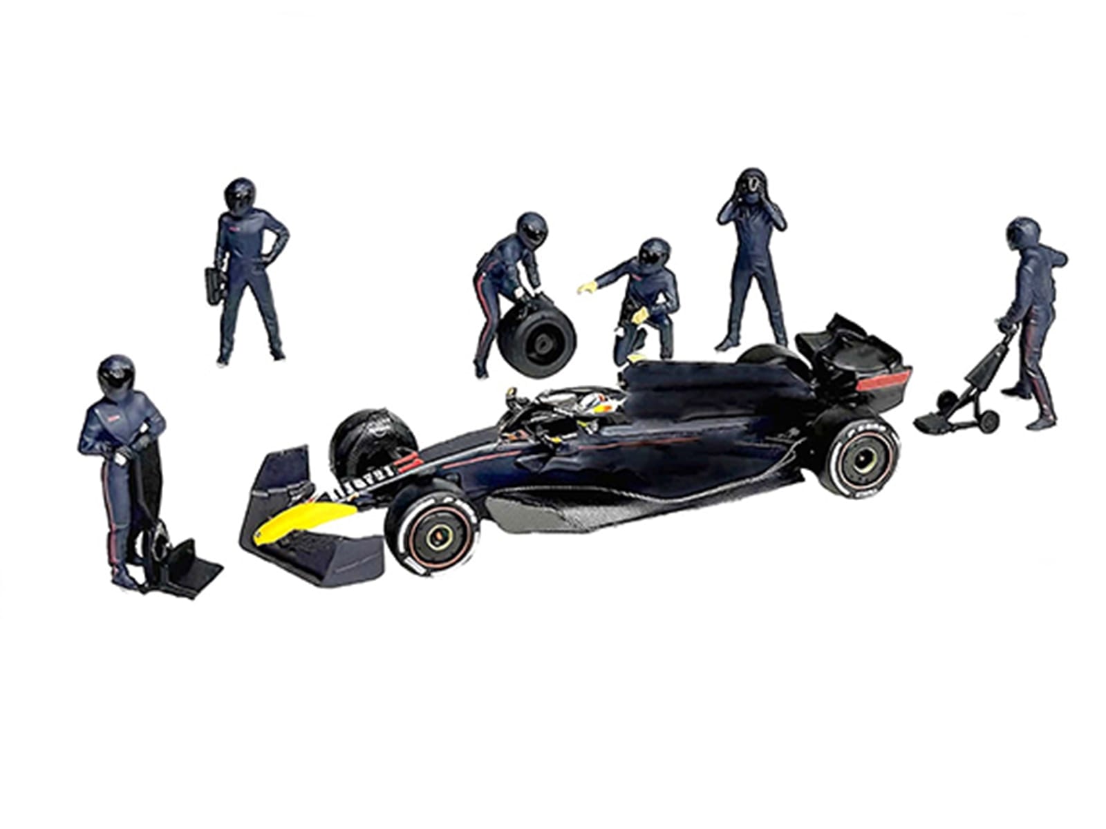 "Formula Pit Crew - Team Blue" 6 piece Diecast Figure Set (6 Figures) Limited Edition for 1/64 Scale Models by American Diorama - Image 2