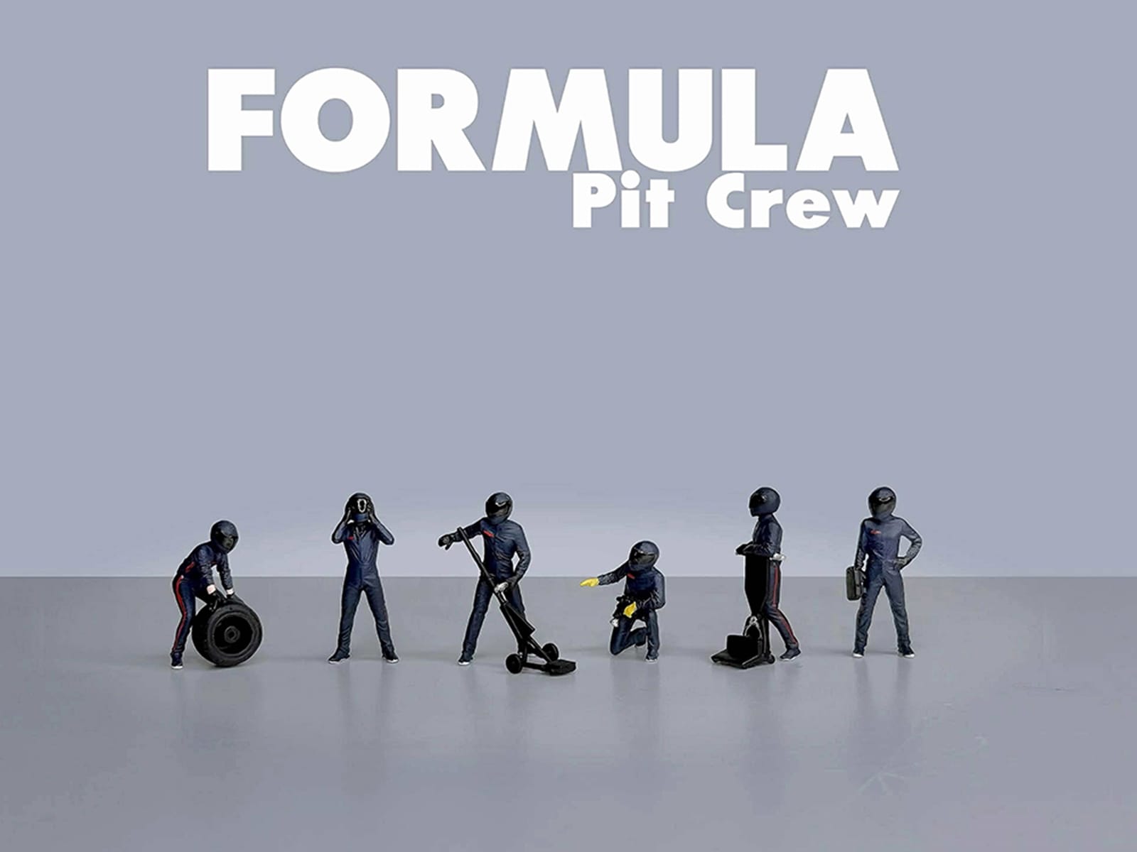 "Formula Pit Crew - Team Blue" 6 piece Diecast Figure Set (6 Figures) Limited Edition for 1/64 Scale Models by American Diorama - Image 3