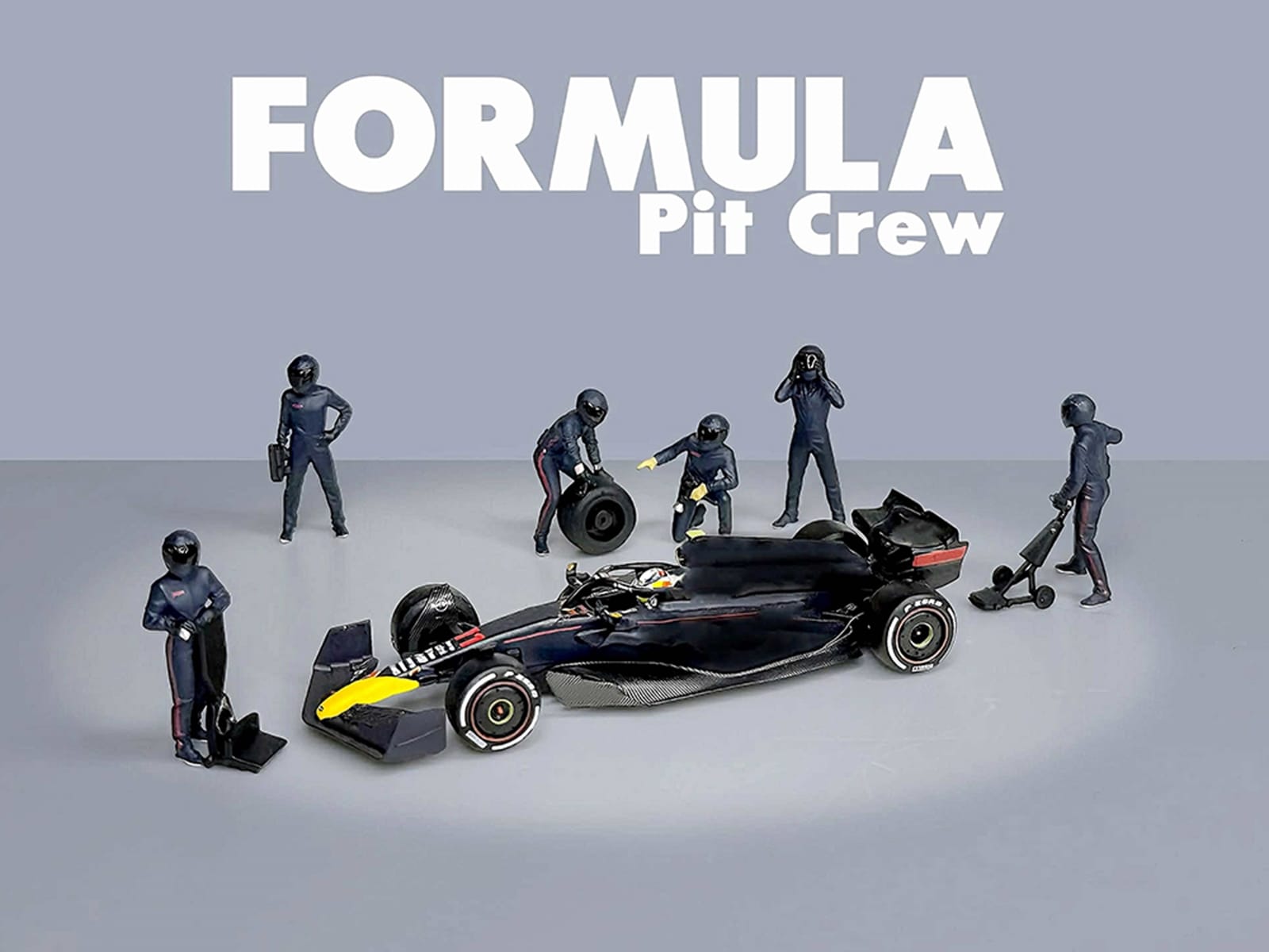 "Formula Pit Crew - Team Blue" 6 piece Diecast Figure Set (6 Figures) Limited Edition for 1/64 Scale Models by American Diorama - Image 4