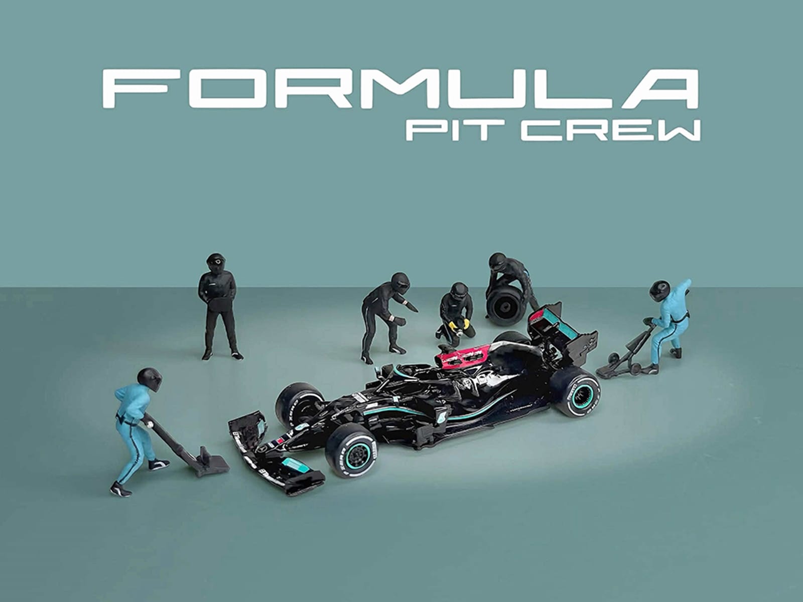 "Formula Pit Crew - Team Black" 6 piece Diecast Figure Set (6 Figures) Limited Edition for 1/64 Scale Models by American Diorama - Image 3