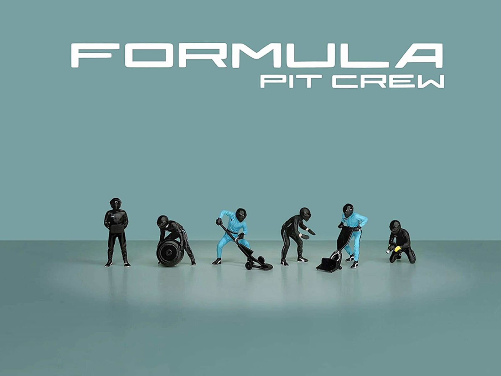 "Formula Pit Crew - Team Black" 6 piece Diecast Figure Set (6 Figures) Limited Edition for 1/64 Scale Models by American Diorama - Image 4