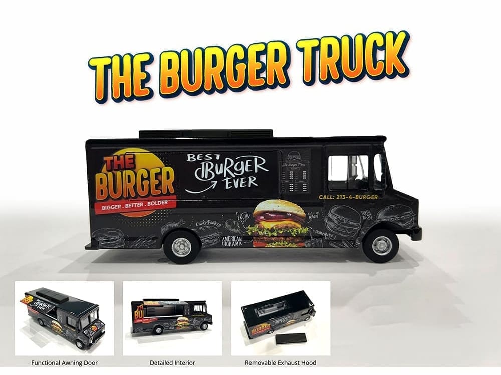 Food Truck "The Burger Truck" Black with Graphics 1/64 Diecast Model by American Diorama - Image 3