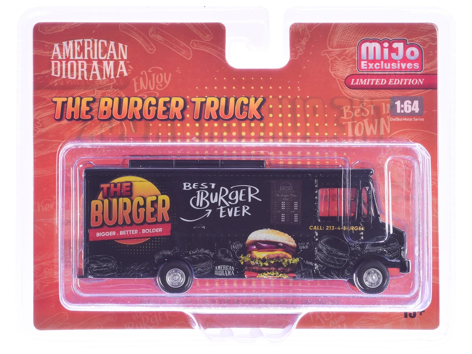 Food Truck "The Burger Truck" Black with Graphics 1/64 Diecast Model by American Diorama - Image 4