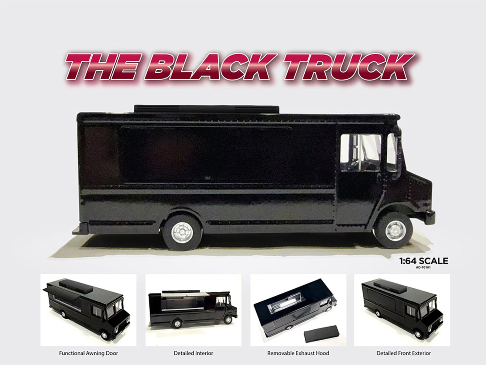 Food Truck Plain Black 1/64 Diecast Model by American Diorama - Image 3