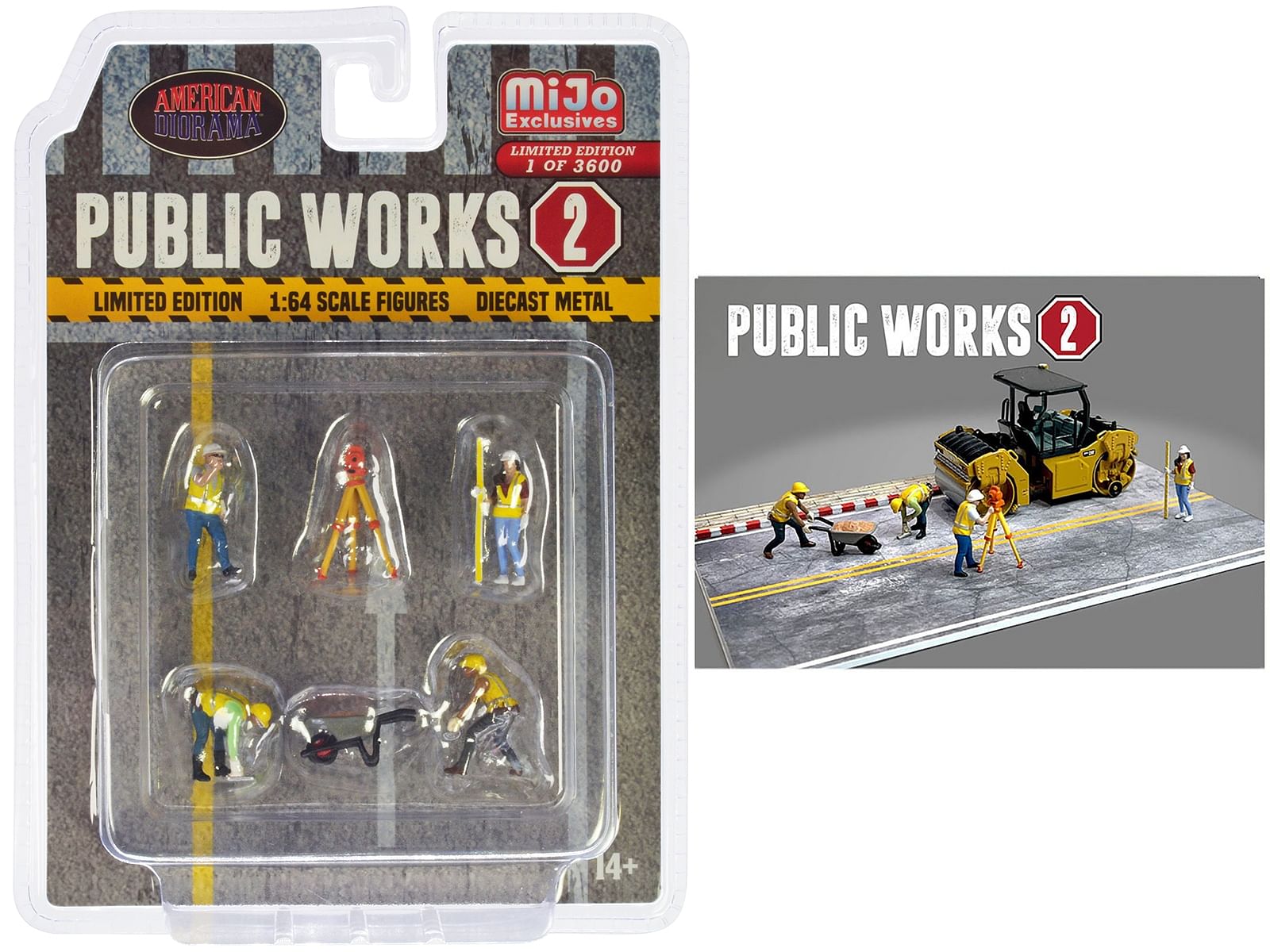 “Public Works 2” 6 piece Diecast Figure Set (4 Figures 1 camera 1 wheelbarrow) Limited Edition to 3600 pieces Worldwide for 1/64 scale models by American Diorama