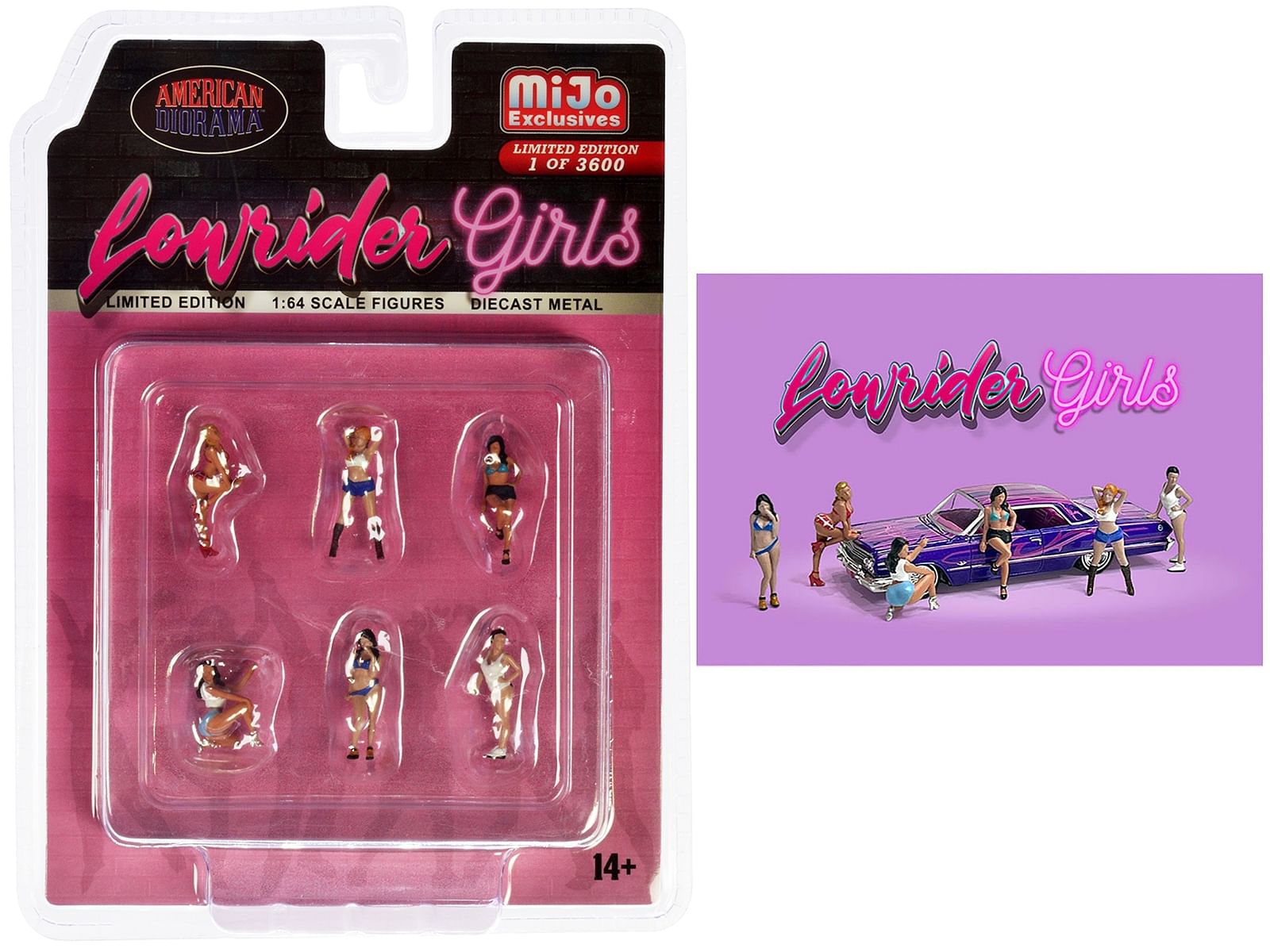 “Lowrider Girls” 6 piece Diecast Figure Set Limited Edition to 3600 pieces Worldwide for 1/64 scale models by American Diorama