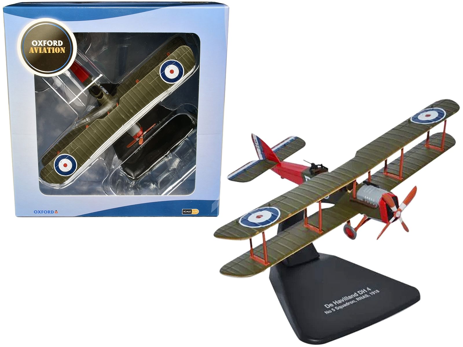 De Havilland DH4 Bomber Plane “5 Squadron Royal Naval Air Service” (1918) “Oxford Aviation” Series 1/72 Diecast Model Airplane by Oxford Diecast