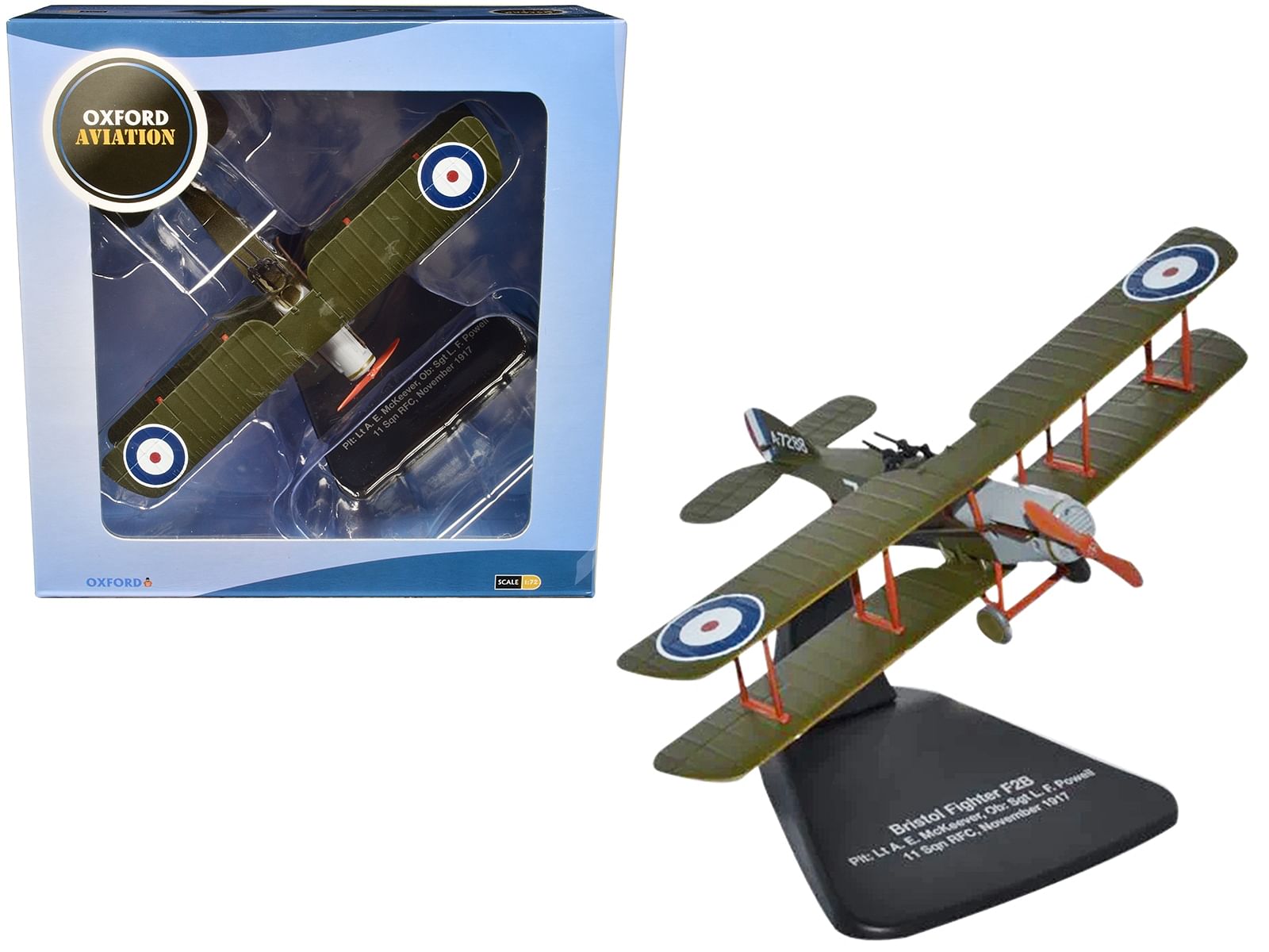 Bristol F2B Fighter Plane “Plt: Lt A.E. McKeever Ob: Sgt L.F. Powell” 11 Squadron RFC (November 1917) “Oxford Aviation” Series 1/72 Diecast Model Airplane by Oxford Diecast