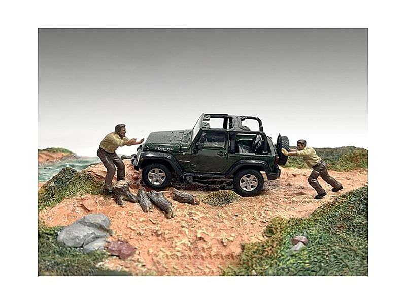 “4X4 Mechanics” 2 Piece Diecast Figure Set 3 for 1/43 Scale Models by American Diorama