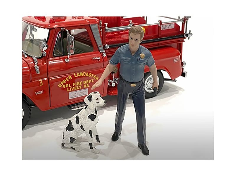 "Firefighters" Fire Dog Training Figures (Trainer and Dog) for 1/24 Scale Models by American Diorama - Image 2