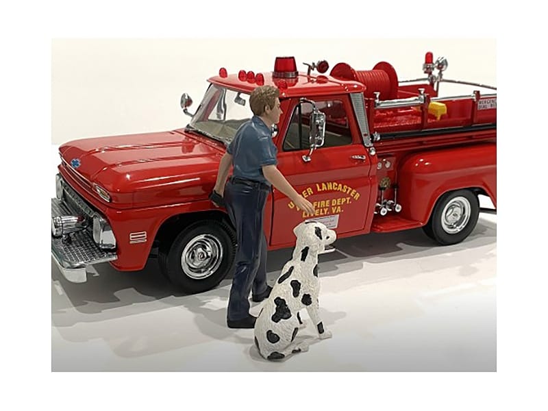"Firefighters" Fire Dog Training Figures (Trainer and Dog) for 1/24 Scale Models by American Diorama - Image 3
