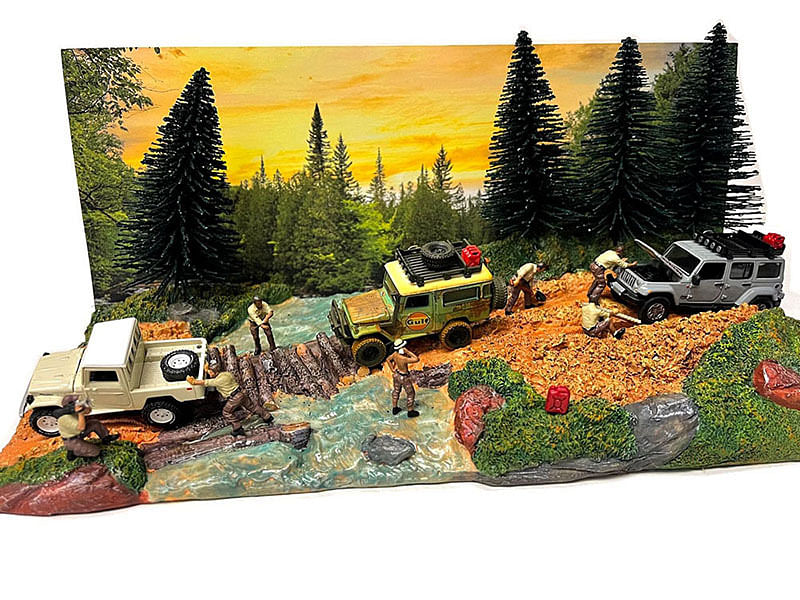 “Overland Off-Road” Diorama with Forest Background for 1/64 Scale Models by American Diorama