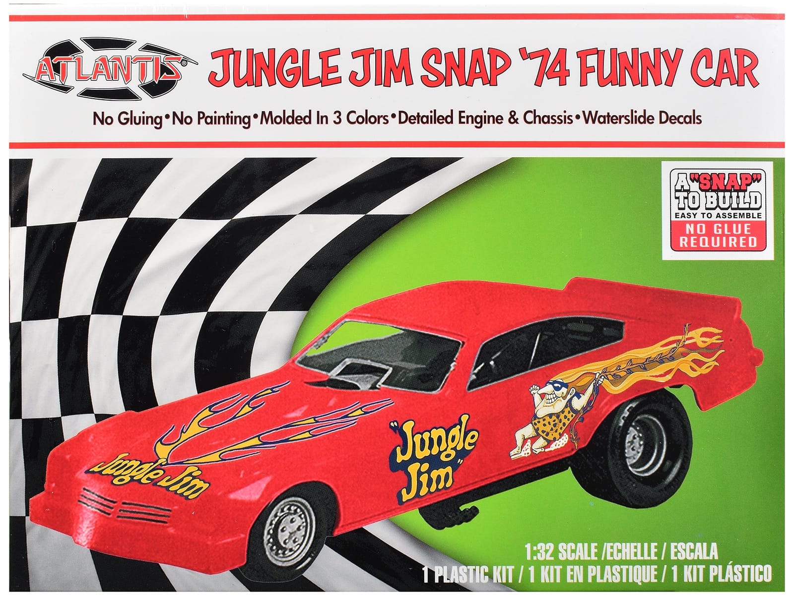 Model Kit 1974 Funny Car "Jungle Jim" (Snap-to-Build) 1/32 Scale Model by Atlantis