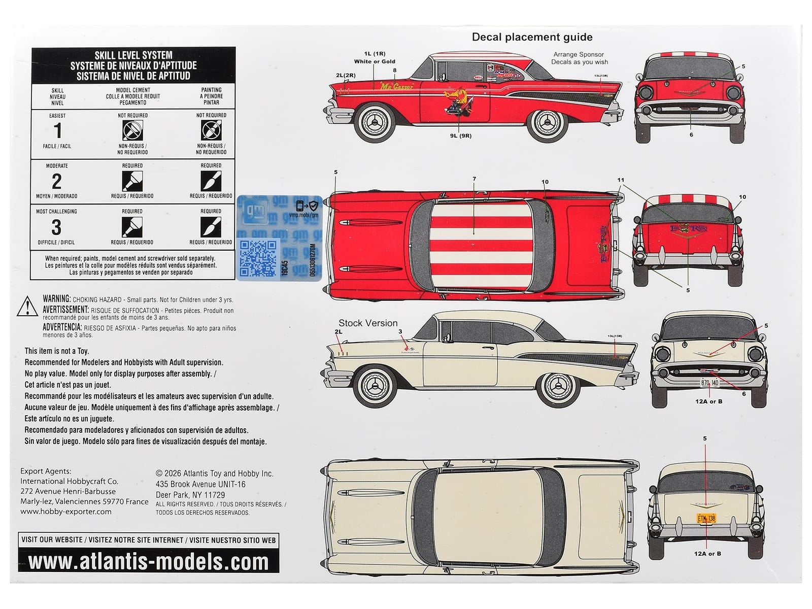 Skill 3 Model Kit 1957 Chevrolet Bel Air Hardtop 1/25 Scale Model by Atlantis - Image 4