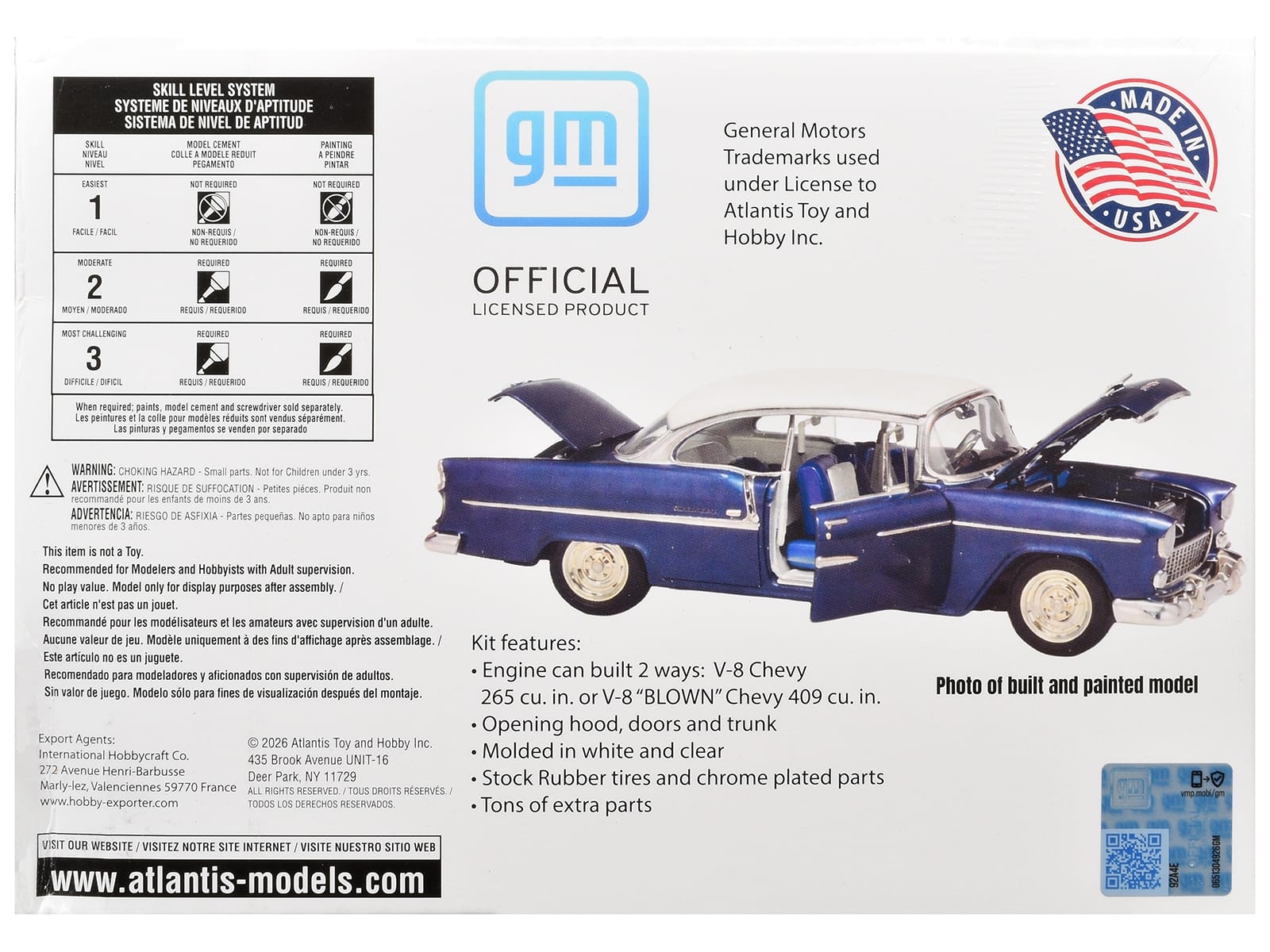 Skill 3 Model Kit 1955 Chevrolet Bel Air Hardtop "Route 66" 1/25 Scale Model by Atlantis - Image 5
