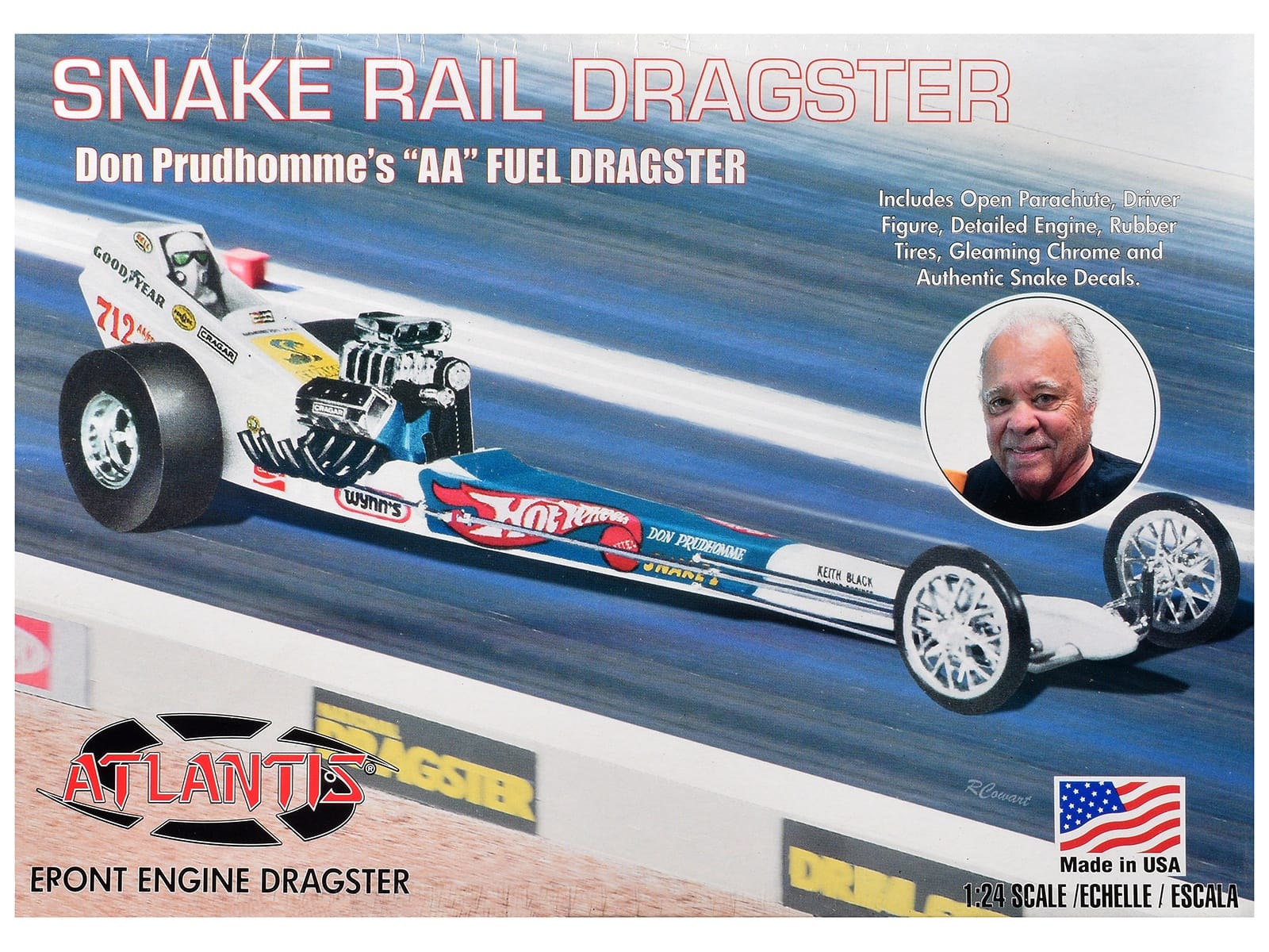 Skill 2 Model Kit Don the Snake Prudhomme's "AA" Fuel Front Engine Rail Dragste 1/24 Scale Model by Atlantis