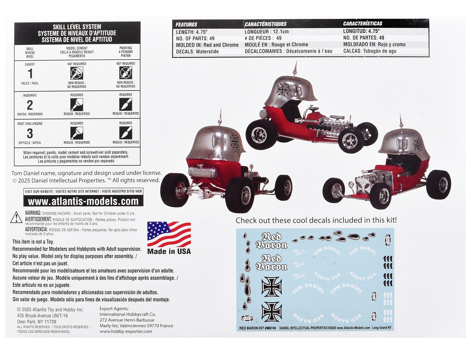 Skill 2 Model Kit Tom Daniel's Red Baron Show Rod 1/24 Scale Model by Atlantis - Image 4