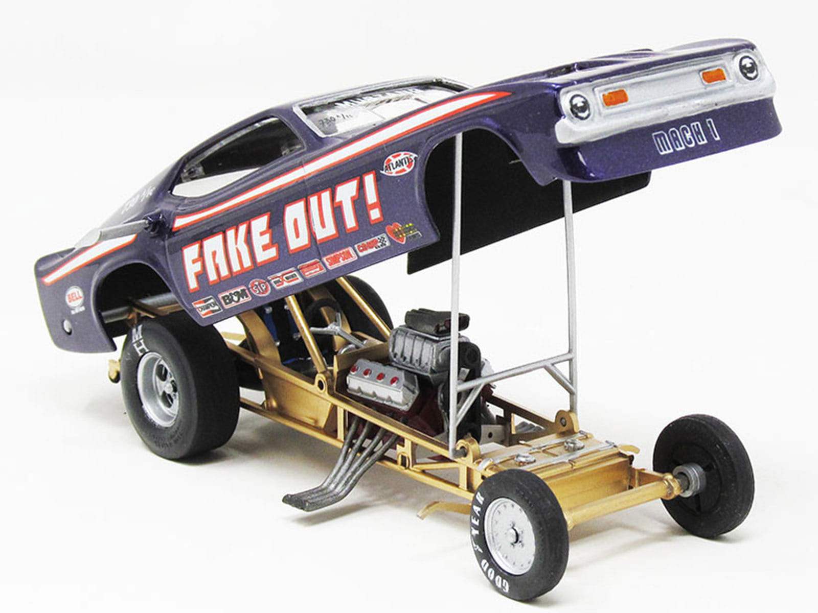 Model Kit Tom Daniel's "FAKE OUT!" Classic Funny Car (Snap-to-Build) 1/32 Scale Model by Atlantis - Image 3