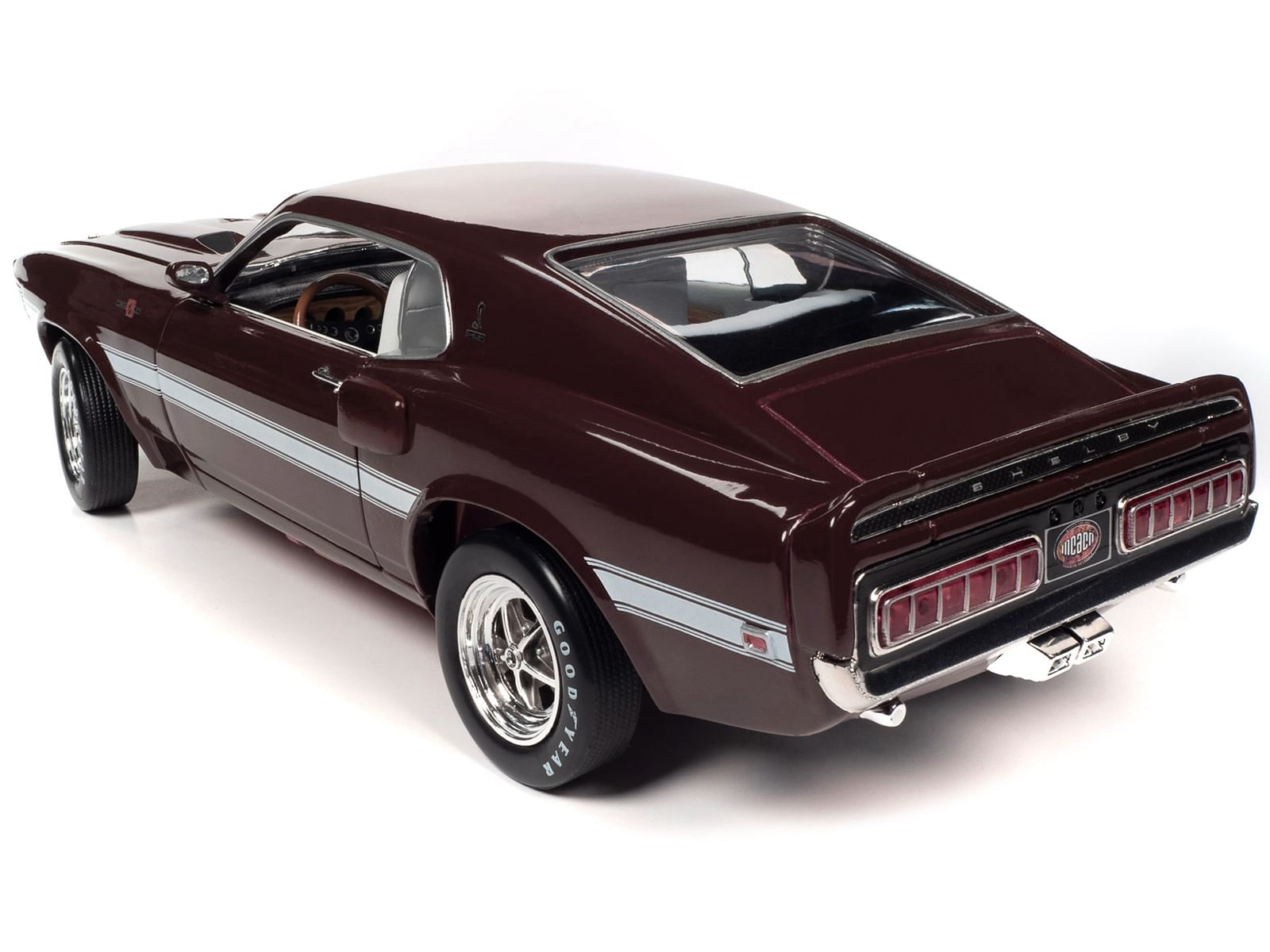 1969 Shelby Mustang GT-500 Royal Maroon with White Stripes and Interior “Muscle Car & Corvette Nationals” (MCACN) 1/18 Diecast Model Car by Auto World