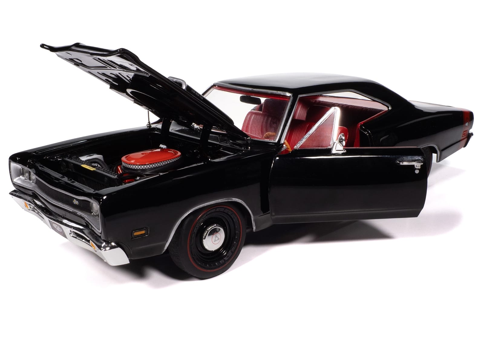 1969 Dodge Coronet Super Bee "Muscle Car & Corvette Nationals" (MCACN) Black with Red Interior "American Muscle" Series 1/18 Diecast Model Car by Auto World - Image 2
