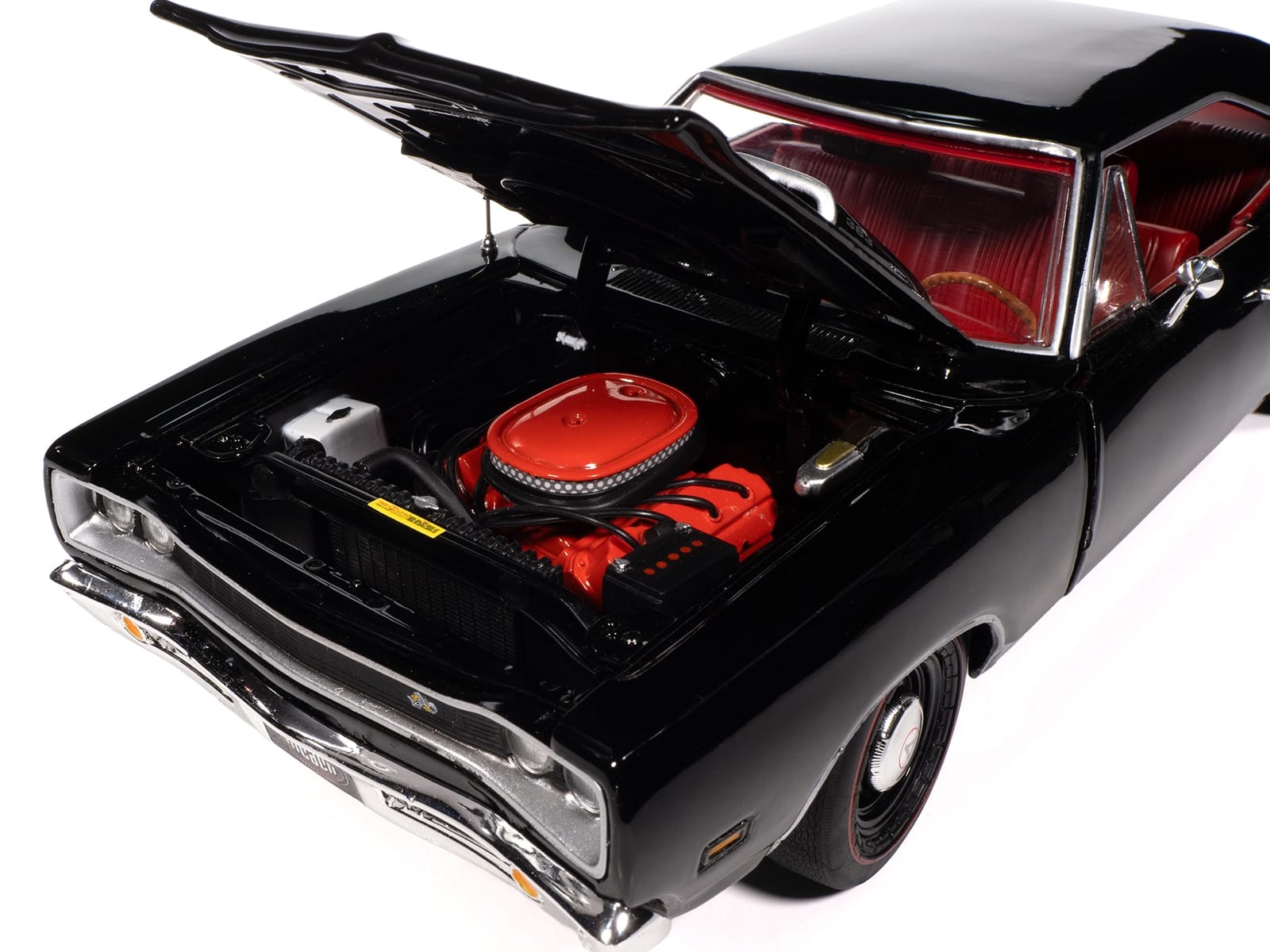 1969 Dodge Coronet Super Bee "Muscle Car & Corvette Nationals" (MCACN) Black with Red Interior "American Muscle" Series 1/18 Diecast Model Car by Auto World - Image 3