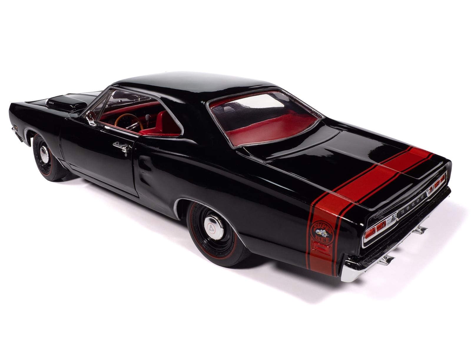 1969 Dodge Coronet Super Bee "Muscle Car & Corvette Nationals" (MCACN) Black with Red Interior "American Muscle" Series 1/18 Diecast Model Car by Auto World - Image 5