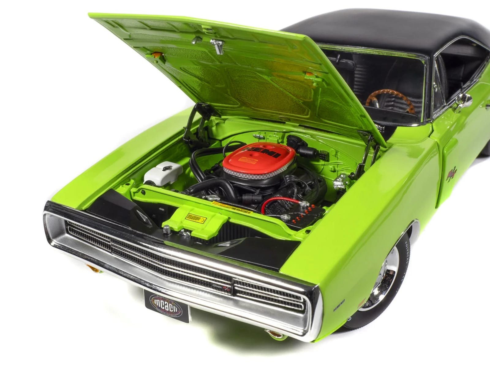 1970 Dodge Charger R/T "Muscle Car & Corvette Nationals" (MCACN) Sublime Green with Black Stripes and Black Vinyl Top "American Muscle" Series 1/18 Diecast Model Car by Auto World - Image 3