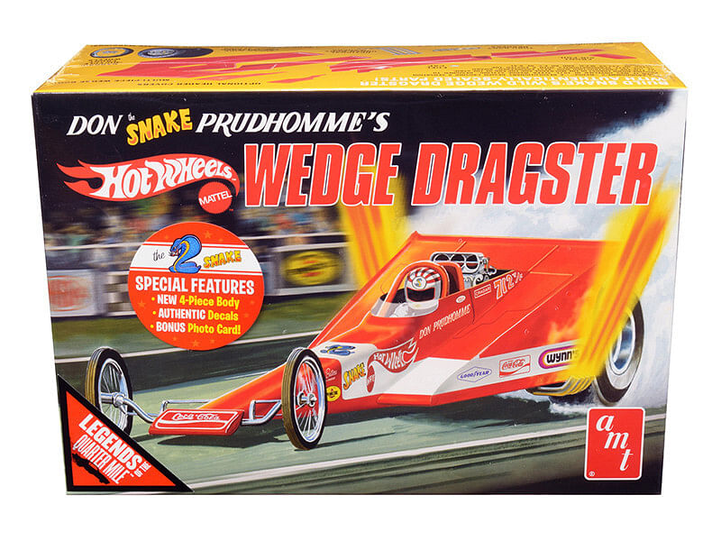 Skill 3 Model Kit Don “Snake” Prudhomme’s Wedge Dragster “Coca-Cola” “Hot Wheels” “Legends of the Quarter Mile” 1/25 Scale Model by AMT