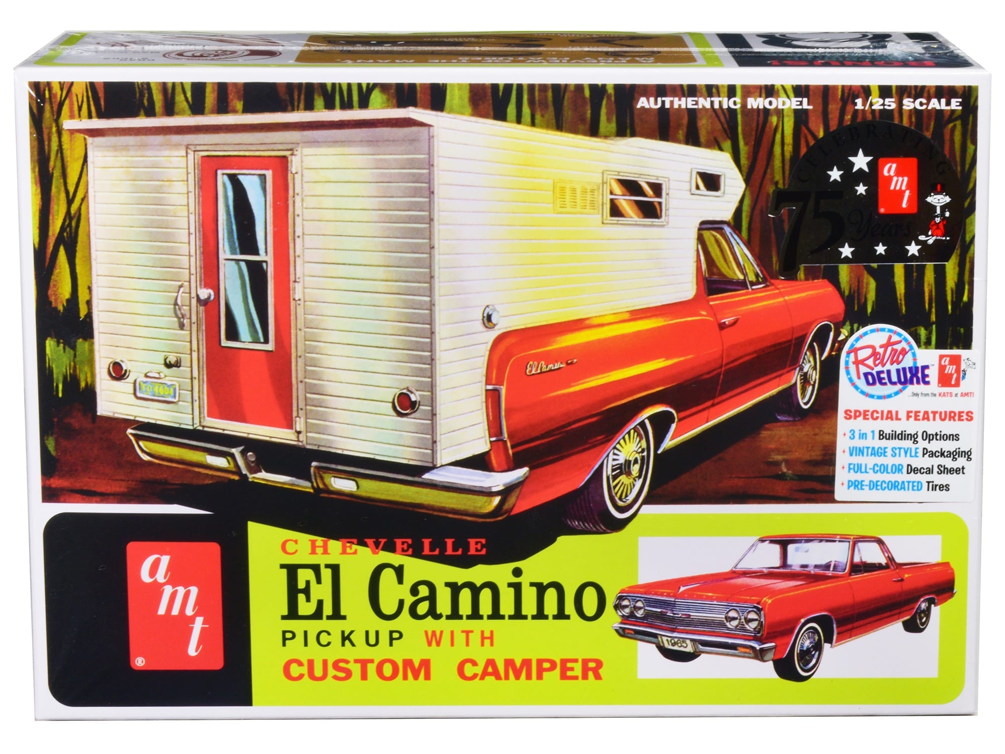 Skill 2 Model Kit 1965 Chevrolet El Camino with Camper 3-in-1 Kit 1/25 Scale Model by AMT - Image 3