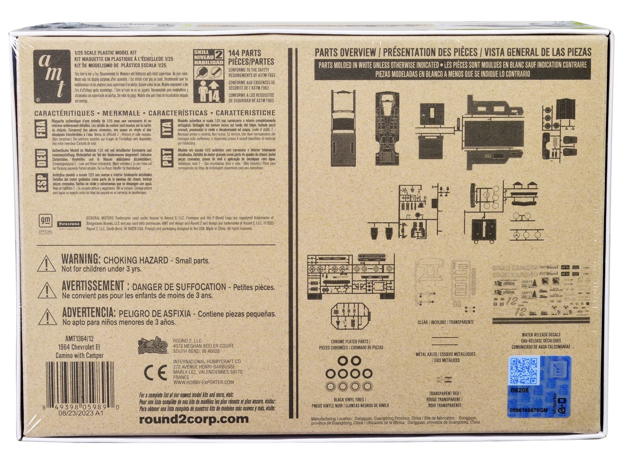 Skill 2 Model Kit 1965 Chevrolet El Camino with Camper 3-in-1 Kit 1/25 Scale Model by AMT - Image 4