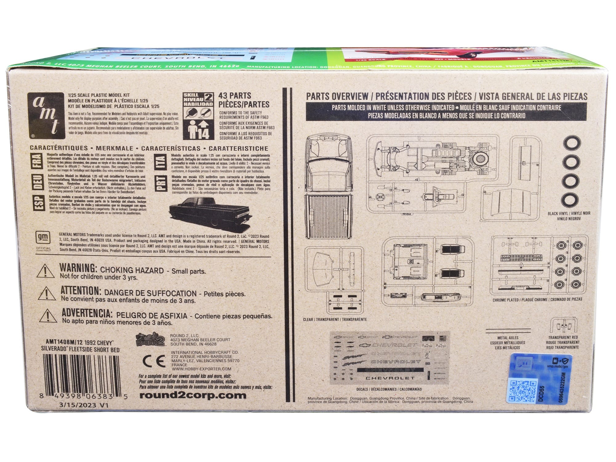 Skill 2 Model Kit 1992 Chevrolet Silverado C1500 Fleetside Short Bed Pickup Truck "Easy Build" 1/25 Scale Model by AMT - Image 4