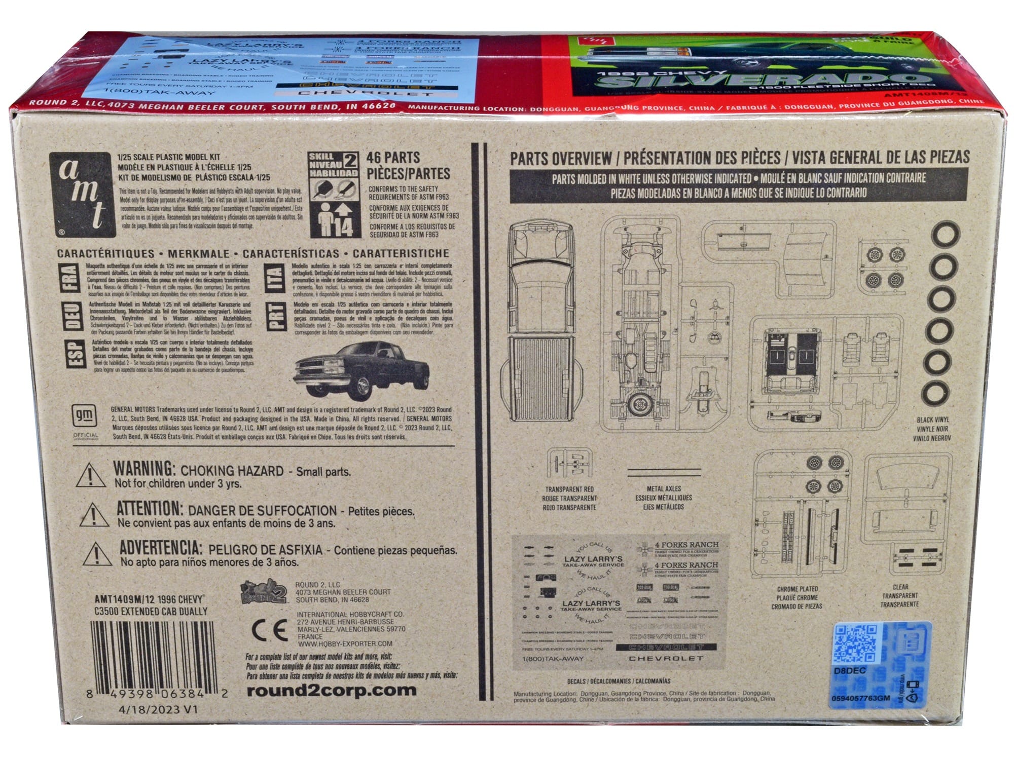 Skill 2 Model Kit 1996 Chevrolet C3500 Extended Cab Dually Pickup Truck "Easy Build" 1/25 Scale Model by AMT - Image 4