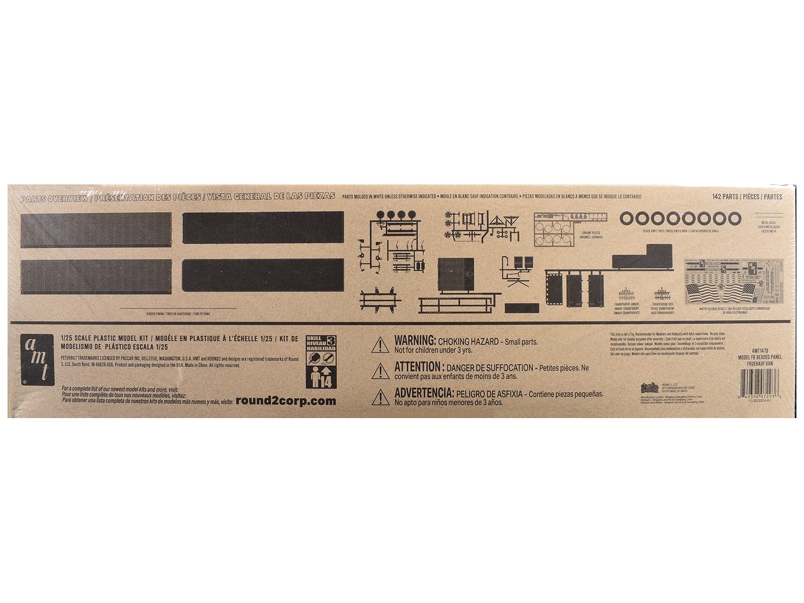 Skill 3 Model Kit Fruehauf FB Beaded Panel Van Trailer 1/25 Scale Model by AMT - Image 4