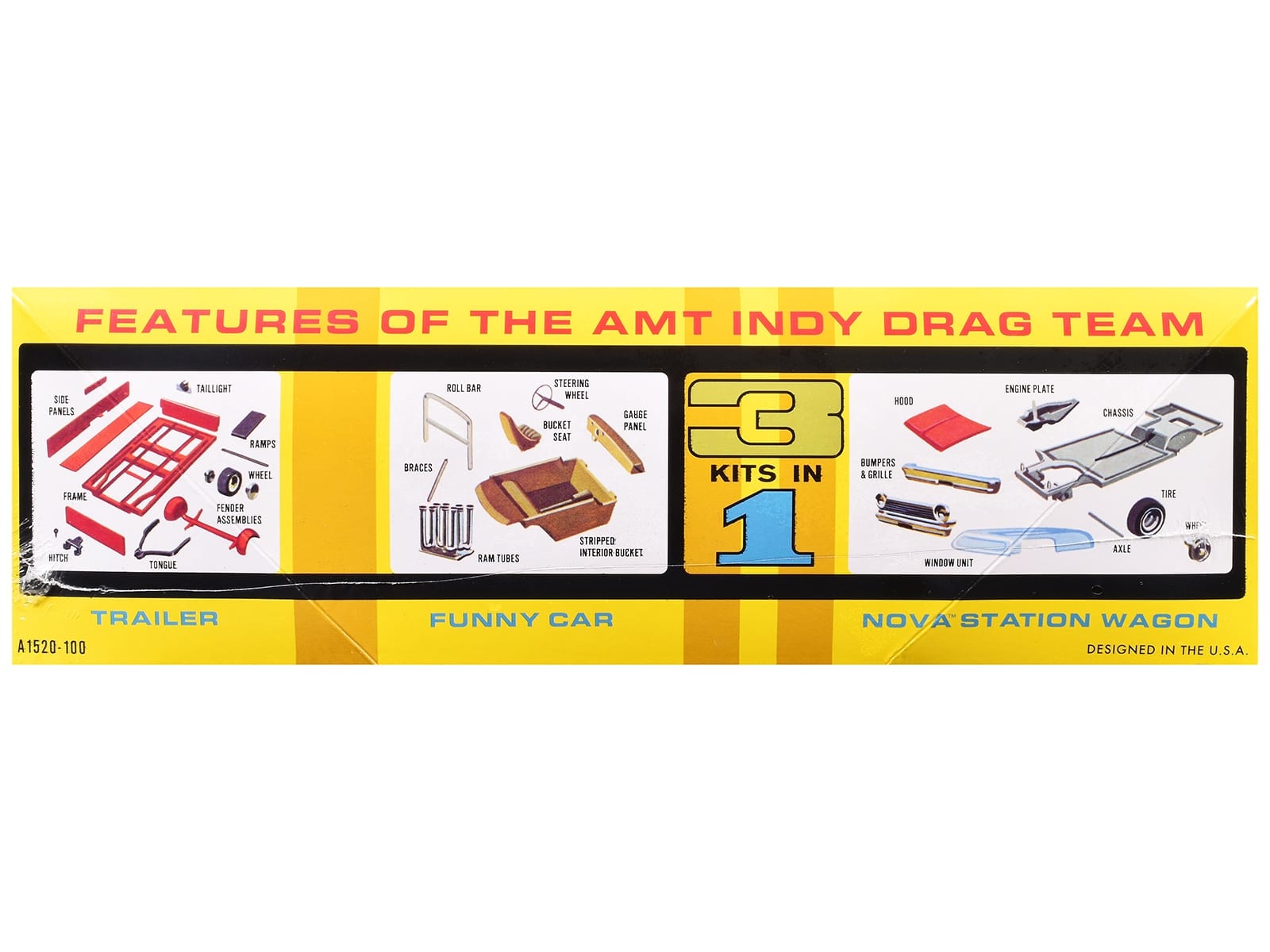 Skill 2 Model Kit Indy Drag Combo Chevrolet II Wagon and Funny Car with Trailer 3 in 1 Set 1/25 Scale Model by AMT - Image 3
