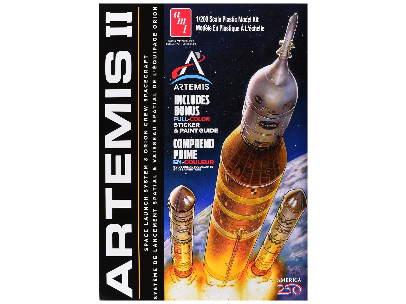 Skill 2 Model Kit NASA Artemis II Space Launch System and Orion Crew Spacecraft 1/200 Scale Model by AMT